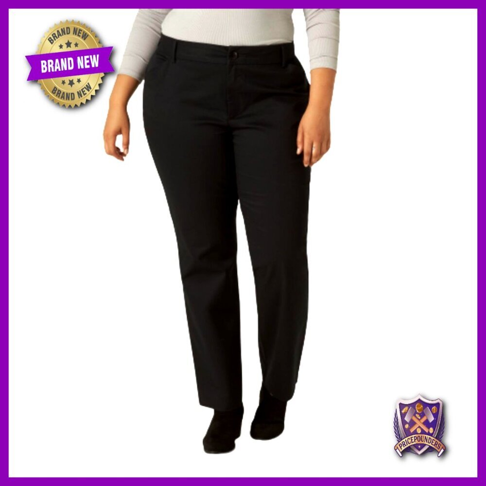 Plus Size Relaxed Fit Straight Leg Pants Wrinkle Free Casual Wear